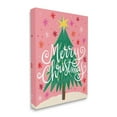 thumbnail image 3 of Merry Christmas Pink Starry Pattern Holiday Graphic Art Gallery Wrapped Canvas Print Wall Art, 3 of 7