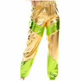 thumbnail image 6 of Pants for Women Metallic Shiny Jogger Pants Color Block Elastic Waist Hip Hop Disco Dancewear Training Sports Tracksuit Bottoms Stretch Comfy Sweatpants Loose Fit Lougewear, 6 of 7