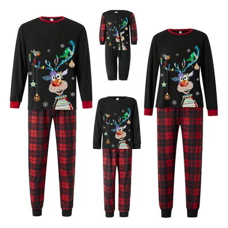 

Christmas Family Pajamas Holiday Christma Pajama Family Matching Pjs Set Cute Sleepwear Elk Xmas Jammies for Couples Youth
