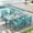 Aruba Blue, variant on SERWALL Outdoor HDPE Dining Table Set, 7-Piece Outdoor Dining Table Sets with Umbrella Hole, Grey