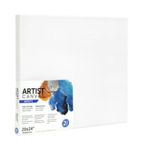 Artist Stretched Canvas, 100% Cotton Acid Free White Canvas, 20"X24", 2 Pieces, Deluxe Canvas, Ideal for Art Students, Educators, Artists and Professionals.