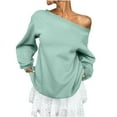 thumbnail image 2 of UQJfacai Sweatshirt for Women Off The Shoulder Tops Fleece Long Sleeve Sweatshirts Fall Winter Casual Oversized Sweaters Shirts, 2 of 9
