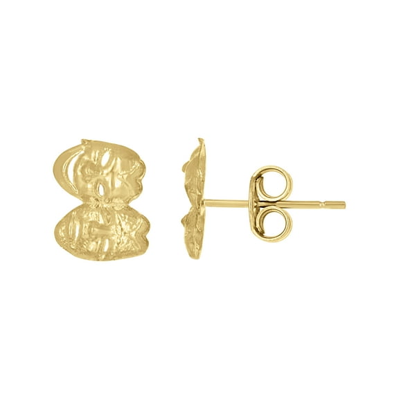 10kt Yellow Gold Mens Comedy Tragedy Mask Theater Stud Earrings