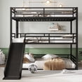thumbnail image 3 of Triple Bunk Bed Queen Over Queen Over Queen with Slide, Heavy Duty Metal Triple Bed Frame with Guardrail and Ladder, 3-in-1 Bunk Beds with Noise-reduced Design, 3 of 8