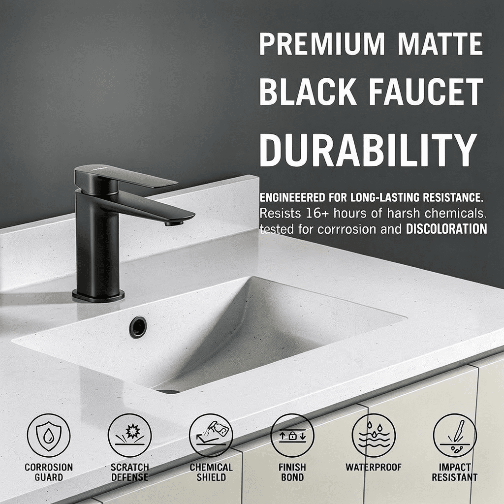 Mango Tile 304SUS Stainless Steel Black Bathroom Sink Faucet