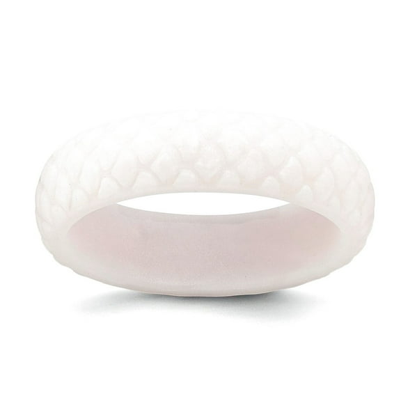 Silicone White Mermaid Pattern 5.7mm Band Size 9 Ring for Women and Men