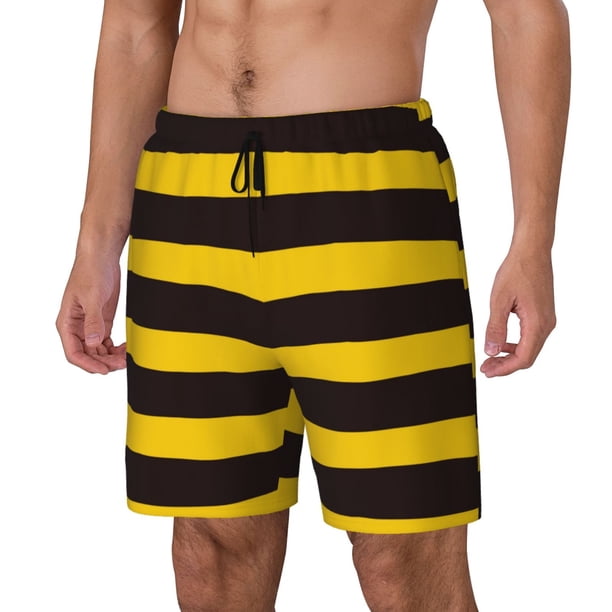 Fotbe Bee Stripe Traje de Baño para Hombre – Shorts de Natación de Secado Rápido con Forro y Bolsillos-3X-Large