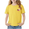 thumbnail image 2 of Spazoro Girls T-Shirts Tee, Cute Print Crew Neck 100%Cotton Short Sleeve Casual Tops for Kids Yellow Size 8, 2 of 6