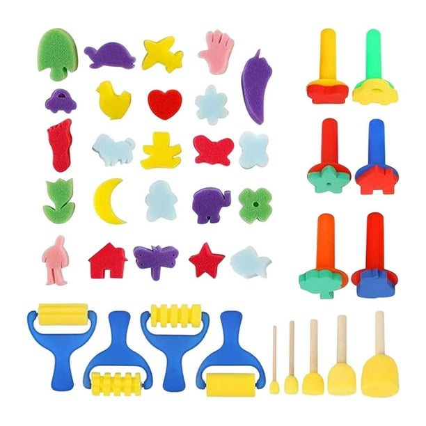 Pintura para niños Cepillos de esponja Estampas Set Sponges de pintura Accesorios para el hogar Arte Herramientas de dibujo para niños