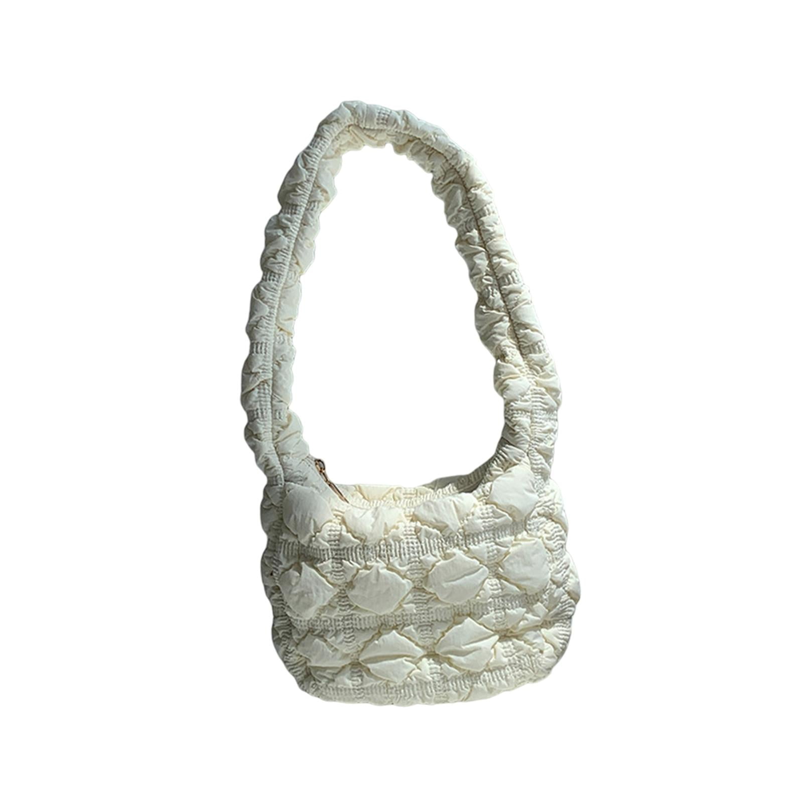 Hobo Bag for Women Medium Size Summer Beach Dumpling Bun Soft Crossbody Bags White Walmart