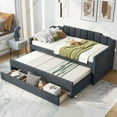 thumbnail image 3 of EUROCO Twin Size Upholstery Daybed, Storage Sofa Bed with Drawers and Moveable Twin Trundle Bed for Kids and Adults, No Box Spring Needed, Dark Gray, 3 of 16