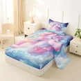 thumbnail image 2 of Metsweet Watercolor Unicorn Twin Sheets 3pcs, Kawaii Magical Horse Bedding, Blue Pink,1 Fitted Sheet, 1 Flat Sheet and 1 Pillowcase, 2 of 5