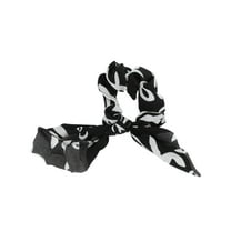 Unique Bargains 1 Pc Tie Triangle Letter Ribbon Scrunchies for Home Black White
