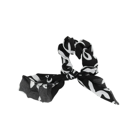 Unique Bargains 1 Pc Tie Triangle Letter Ribbon Scrunchies for Home Black White