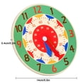 thumbnail image 3 of Green Wooden Learning Clock Toy Time Telling Educational Puzzle Numbers Colors Cognitive Development Early Math Skills Teaching Aid For Kids 7.44X0.98 Inch 0.09 Lbs, 3 of 5