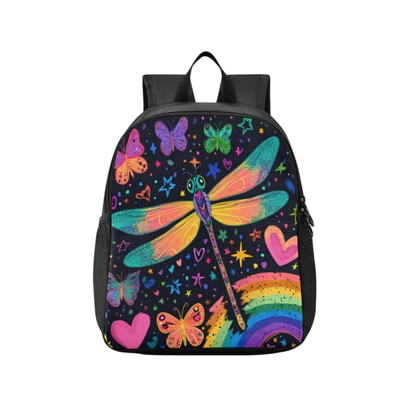 Toddler Backpack Graffiti Style Dragonfly Print Waterproof Lightweight Backpack Casual Mini Daypack for Daycare & Travel