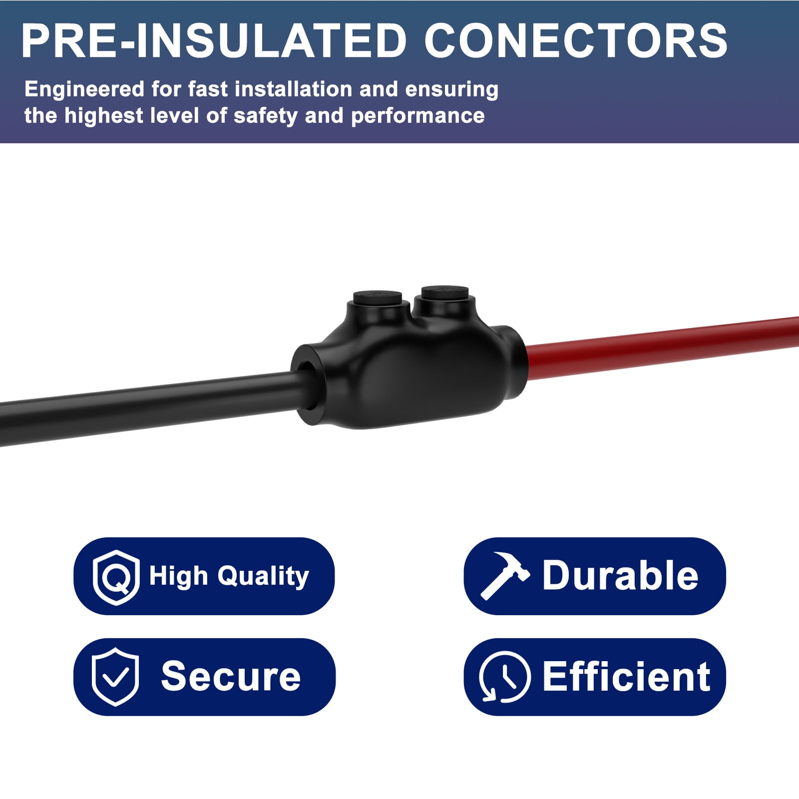 2 Port Insulated Wire Connectors Black Splice Connector 2-14 AWG Multi Cable Connector Soldering Lugs Double Side Entry Cable Splicers with Oxide Inhibitor, UL Listed- 5 Pcs