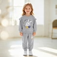 thumbnail image 2 of TOWED22 Baby Girl Clothes Fall Winter Toddler Outfits for Girls Graphic Shirt Tops Flare Joggers Pants Girls Clothing Set,Grey,2-3 Y, 2 of 8