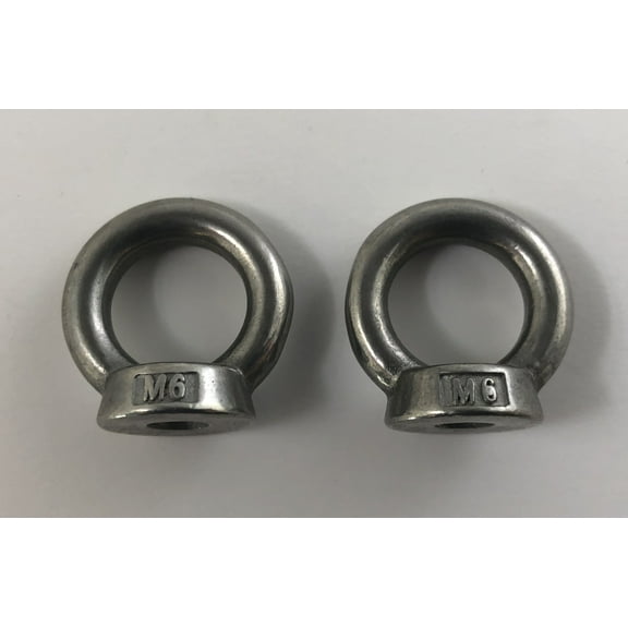 2 Pieces Stainless Steel 316 M6 Lifting Eye Nut 6mm Marine Grade Heavy Duty