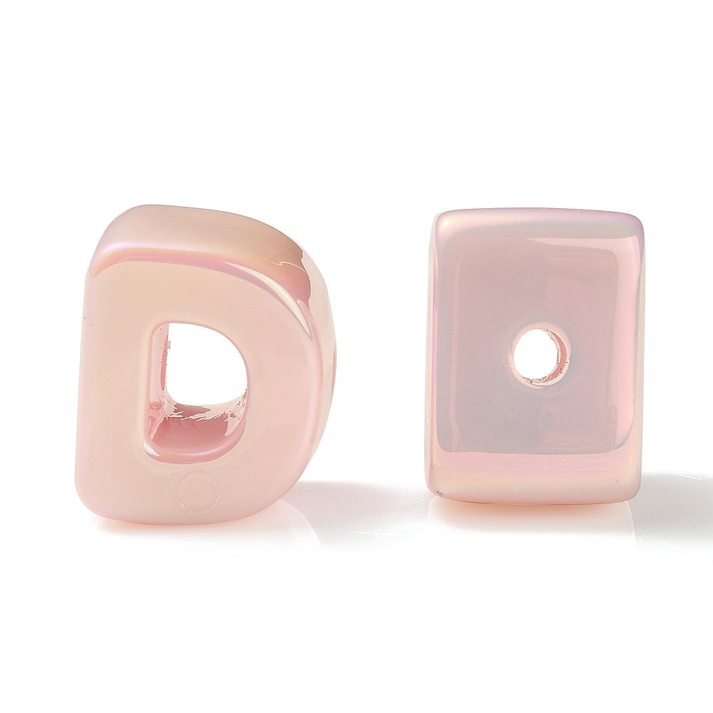 100pcs Rainbow Iridescent Acrylic Beads Random Mixed Letters Misty Rose 20~21x14~20.5x8.5~20.5mm Hole: 3.5mm