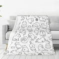 thumbnail image 3 of Cute Cat Blanket Animals Pet Pattern Gifts for Kitten Lovers Black and White for Adult Kids Soft Lightweight 80" x 60" Bedroom Birthday Decorations Christmas Decor Travel All Season Animal White, 3 of 6