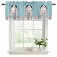 thumbnail image 2 of 2 Panels Easter Bunny Valance for Windows, Colorful Eggs Cute Rabbit Blue Country Wooden Light Filtering Kitchen Curtains, Rod Pocket Window Treatment Curtain Valances for Living Room, 60"x18", 2 of 9