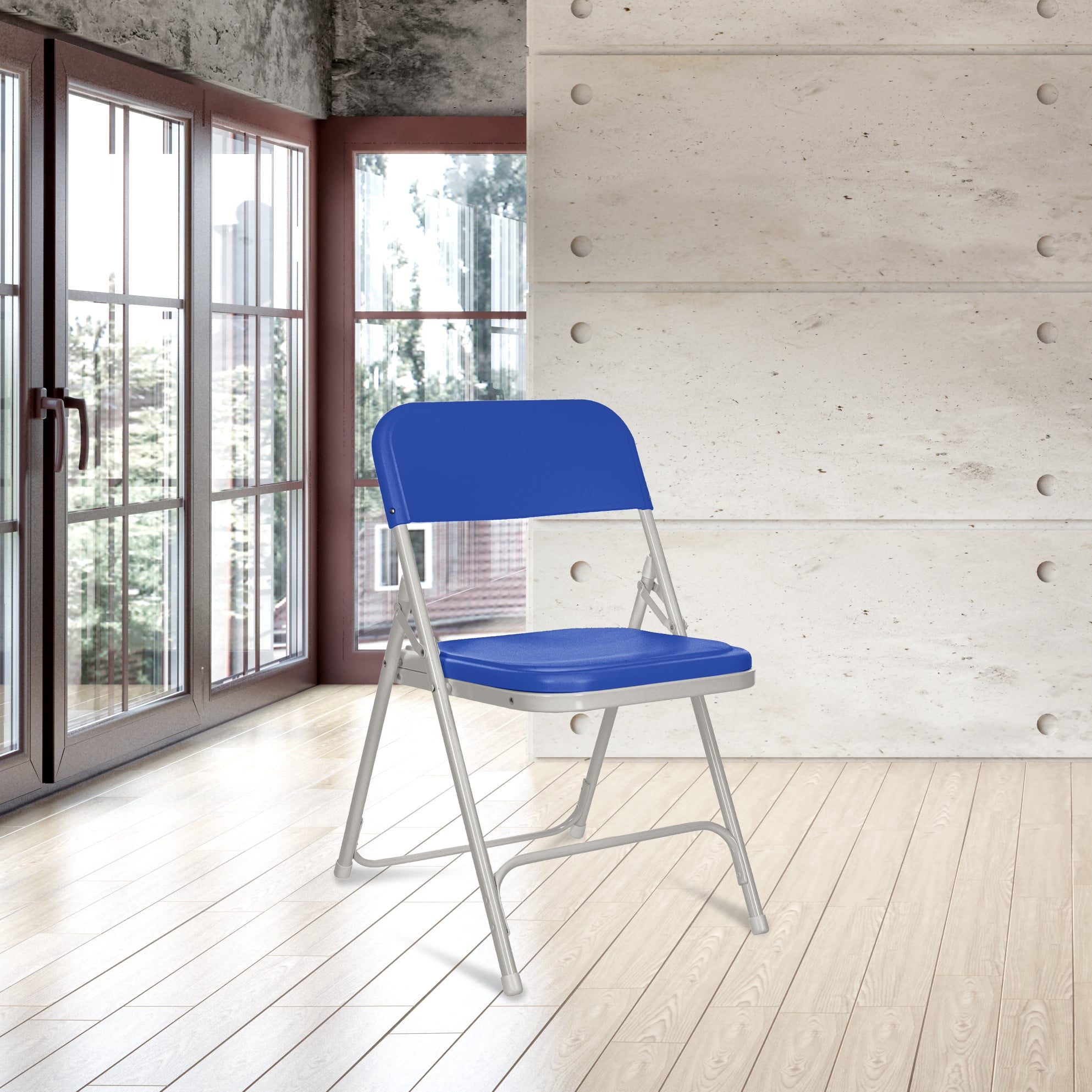 Hampden Furnishings Lucille Collection Ultra Light Folding Chair, Blue, Pack of 4