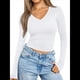 thumbnail image 3 of Camisas de Larga para Mujer, Moda de Otoño 2025, Cuello en V, Blusas Básicas, Blusas Ajustadas Y2K, Conjuntos M, 3 of 8