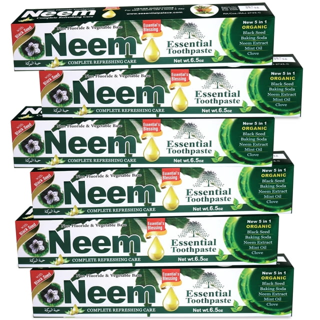 Pasta de dientes Essential Toothpaste Neem 5 en 1 Formula 6, paquete