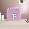 thumbnail image 5 of Unique Bargains 1 Pc Letter F Pattern Makeup Bag for Travel Pink Purple Corduroy, 5 of 6
