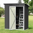 thumbnail image 2 of 5' x 3' Outdoor Storage Shed, Metal Outdoor Storage Cabinet with Single Lockable Door, Waterproof Tool Shed,Gray, 2 of 9
