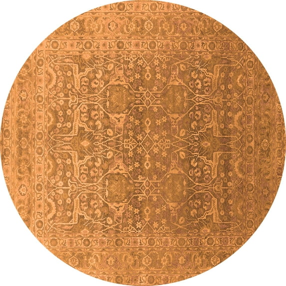 Ahgly Company Indoor Round Oriental Orange Industrial Area Rugs, 8' Round