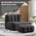 thumbnail image 3 of LuxyHoom Microfiber Upholstered Bean Bag Sofa for Adults, Stuffed Bean Bag Couch with Footstool, Button Tufted Accent Chair Lazy Sofa Chair for Living Room, Bedroom, Apartment (Black), 3 of 7