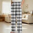 thumbnail image 2 of HAOTAGS Kids Plaid Pants (4-16) Elastic Waist Stright Leg Loungewear Pants with Pockets Black Size 5T, 2 of 7