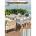 thumbnail image 4 of Outdoor Tablecloth with Umbrella Hole and Zipper, Light Blue Striped Rectangle Table Cloth 60x102 Inch Waterproof Tablecloth, Farmhouse Thin Line Modern Abstract Art Picnic Table Cover for Patio, 4 of 7