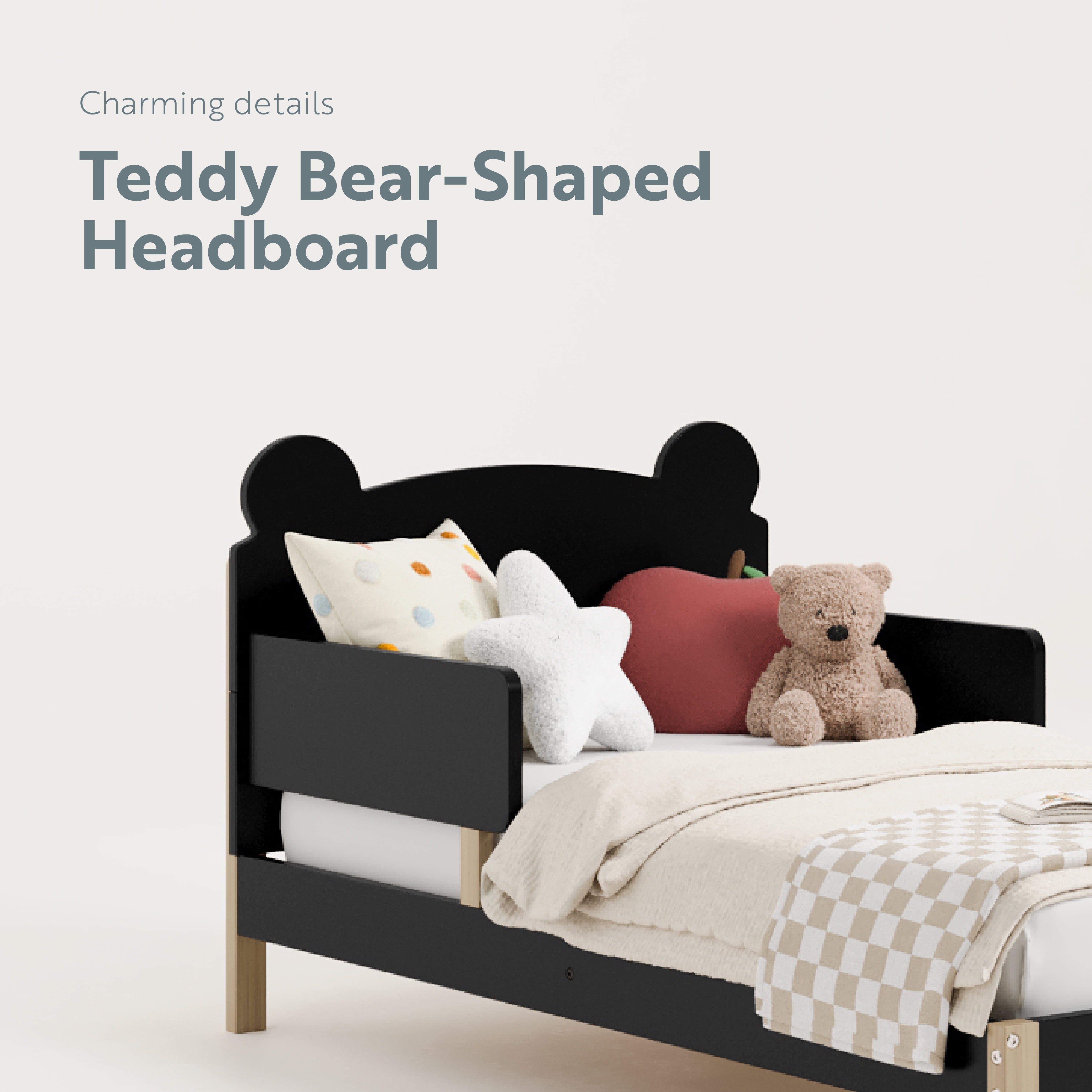 Storkcraft Teddy Bear Toddler Bed, Black with Driftwood
