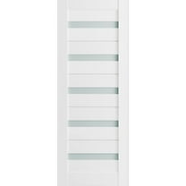 Slab Barn Door Panel Frosted Glass 18 x 84 inches | Quadro 4445 White Silk | Sturdy Finished Doors | Pocket Closet Sliding