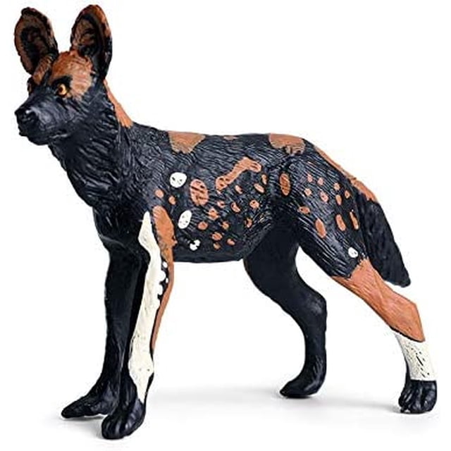 Figura de perro salvaje africano Lycaon Pictus de plástico, 17 cm