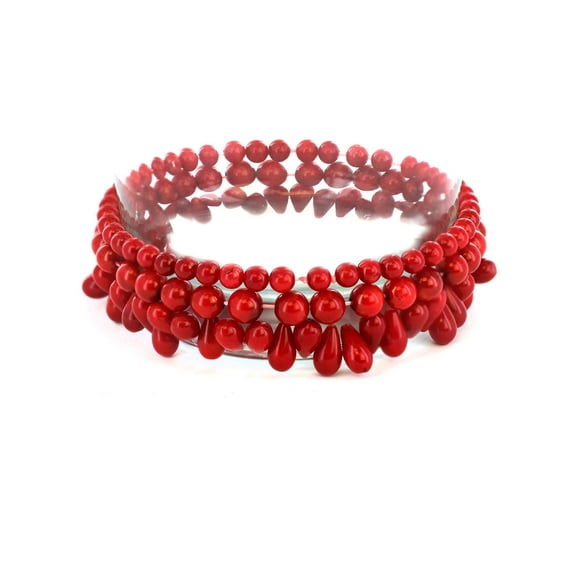 Coastal Jewelry Polished Red Dyed Coral Beaded Bracelets (Set of 3)