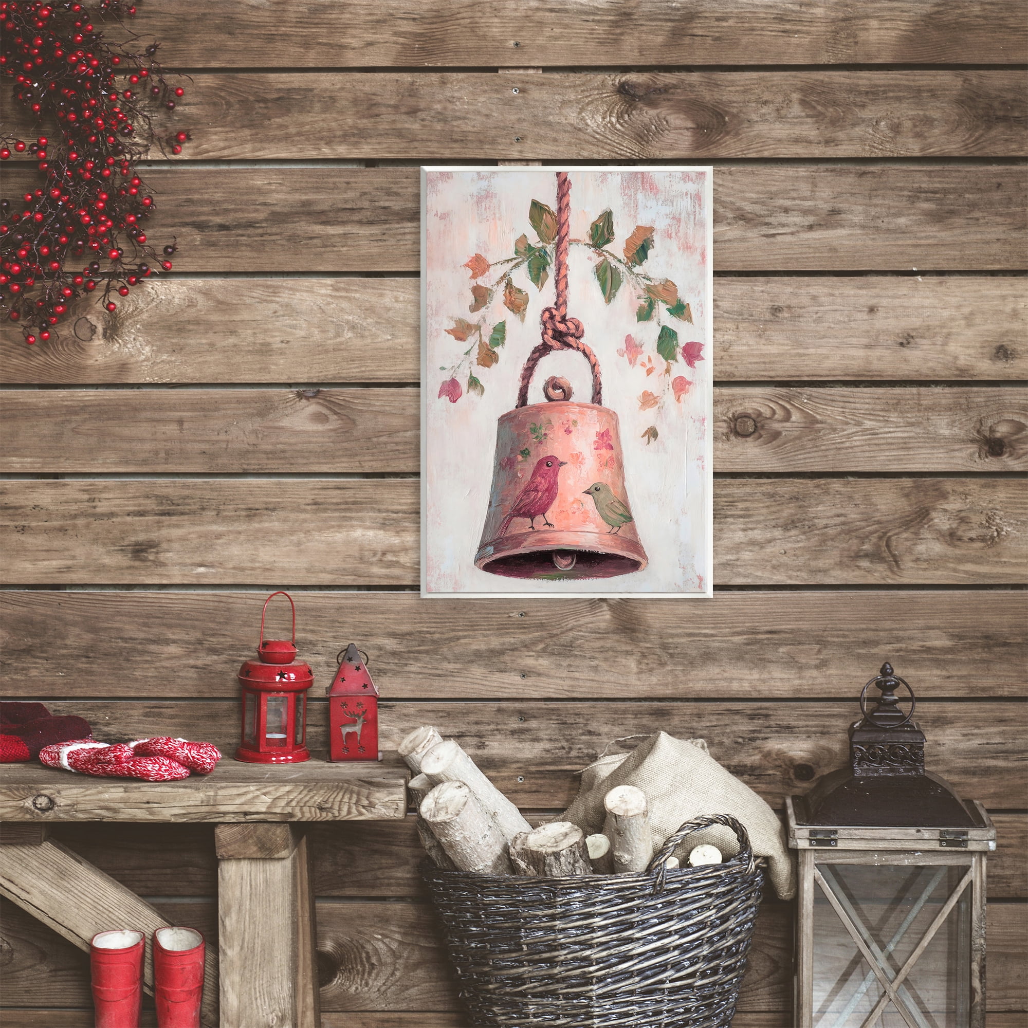 Vintage Christmas Bell Wall Plaque Art, design by Petal Prints Design
