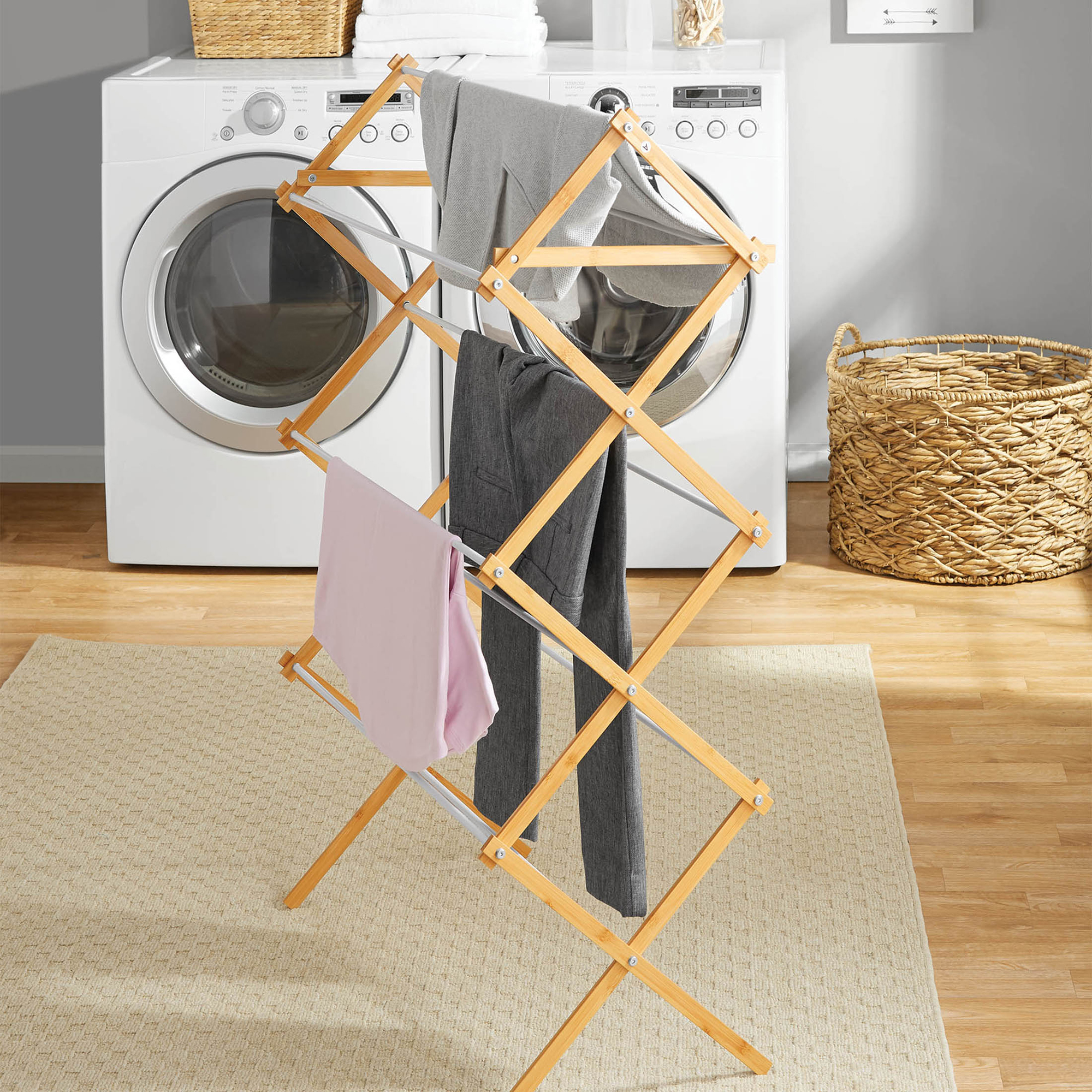 Mainstays 7-Level Bamboo Collapsible Drying Rack photo 8