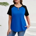 thumbnail image 5 of Plus Size Tops for Women Short Sleeve Raglan Tunic Casual Colorblock Shirts Oversized Crewneck eyhole Blouse, 5 of 7