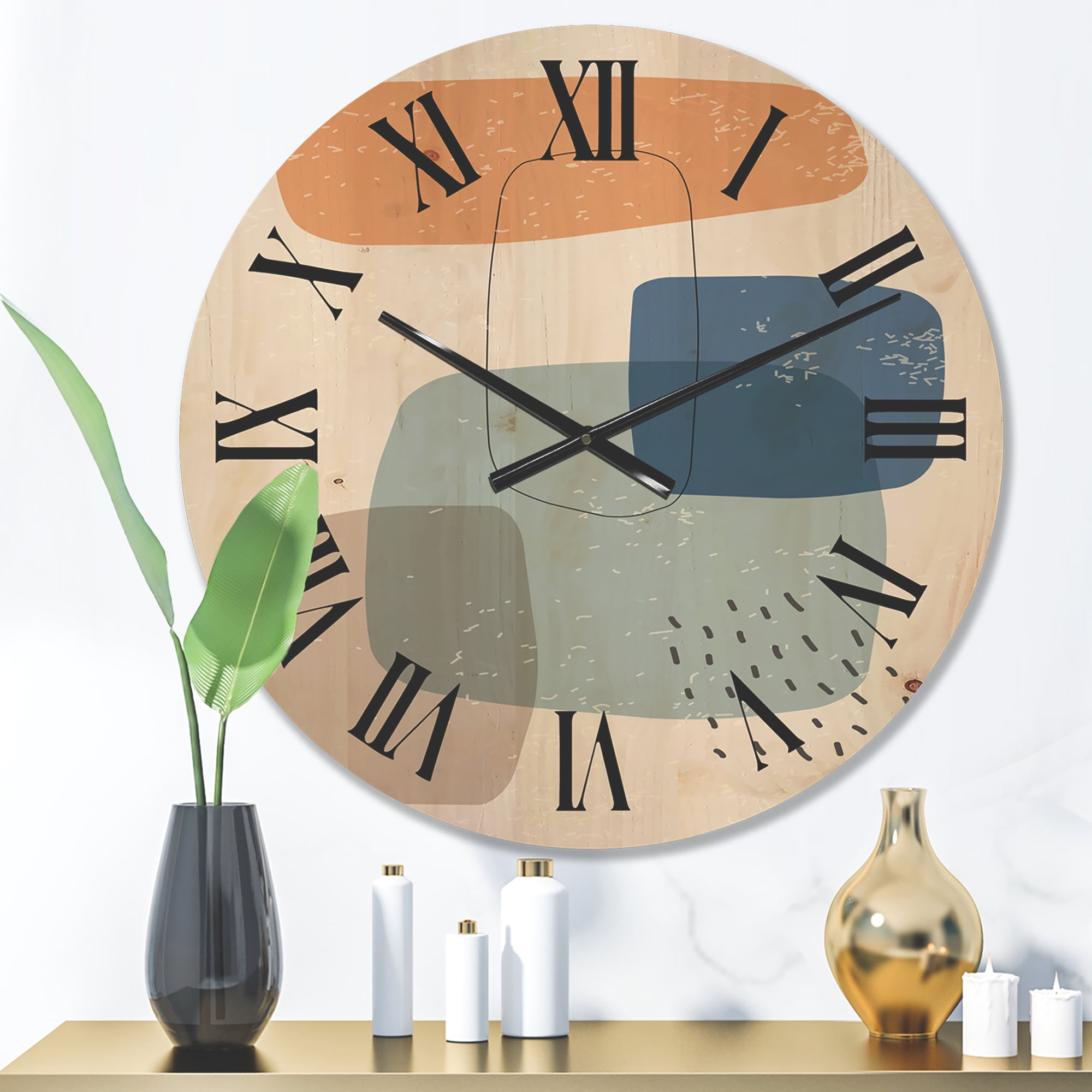 Designart 'Minimal Geometric and Elementary Organic Compostions XXXXXXXX' Modern Wood Wall Clock