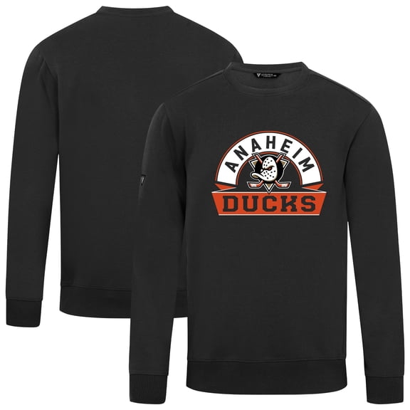 Men's Levelwear Black Anaheim Ducks Zane Banner Arch Pullover Sweatshirt
