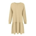 thumbnail image 5 of SMihono Fashion Womens 2025 Spring Patchwork Dress Pullover Tops Crewneck Rib Knit Oversized Sweatshirt Dress Casual Mini Dresse Beige 8, 5 of 5
