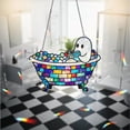 thumbnail image 2 of ViciArt Ghost Reading in Bathtub Acrylic Window Hanging – 4" Holographic Book Lover Suncatcher, 2 of 4