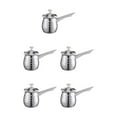 thumbnail image 1 of Youkk Pot For Milk Exquisite Craft Smooth Line Extra Thick Stainless Turkish Handle Steel Long Cup Silver 600ml 5Set, 1 of 1