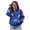 Blue, variant on Women's Football Sequin Hoodie Half Zip Long Sleeve Rugby Patches Game Day Hooded Sweatshirt Green,Size XL
