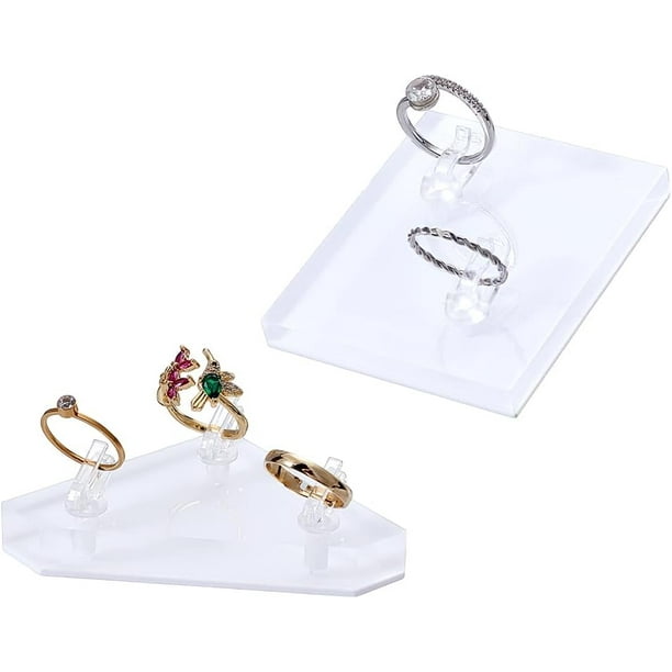 Exhibidor de anillos acrílico en 2 estilos. Soporte transparente para anillos. Exhibidor de joyería acrílico. Organizador de anillos y joyas.