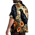 thumbnail image 3 of Crow Men's Short Sleeve Hawaiian Shirt, Casual Printed Button Down Beach Tops, Summer Poplin Spread Collar Unisex Button Down Shirts, 3 of 6